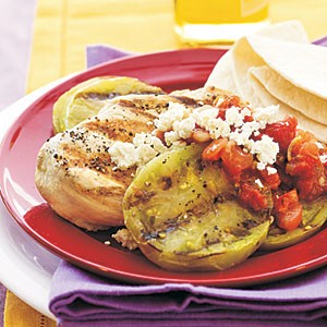 South-of-the-border grilled chicken and green tomatoes