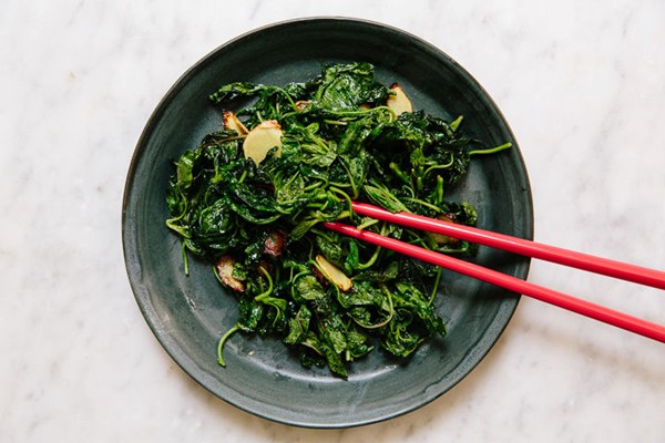 Southeast Asian amaranth stir-fry with ginger