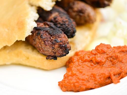 Southeastern European meat and onion sausages (Cevapi)