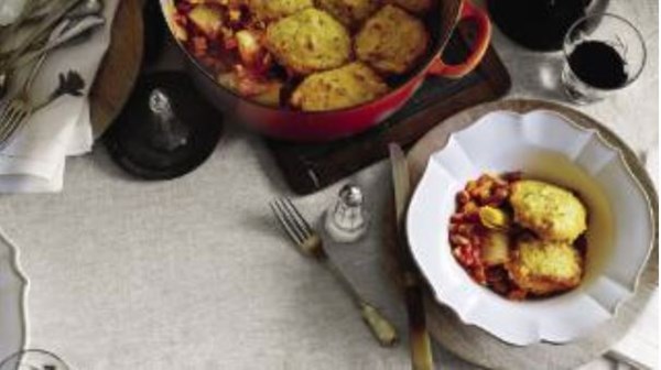 Southern bean ragout with cornbread dumplings
