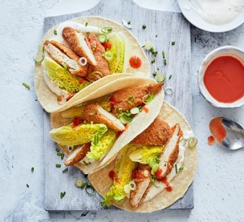 Southern fried chicken tacos
