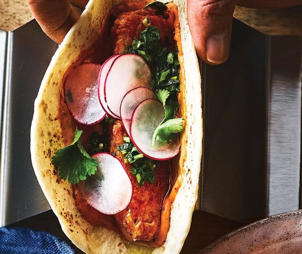 Southern fried pineapple tacos