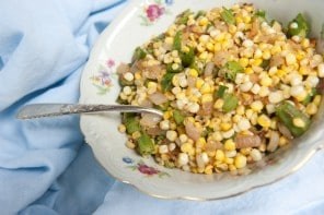 Southern saute of okra, corn, onion and herbs