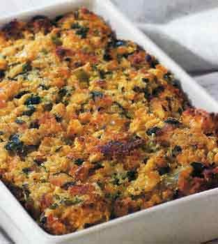 Southwest corn bread stuffing with corn and green chilies
