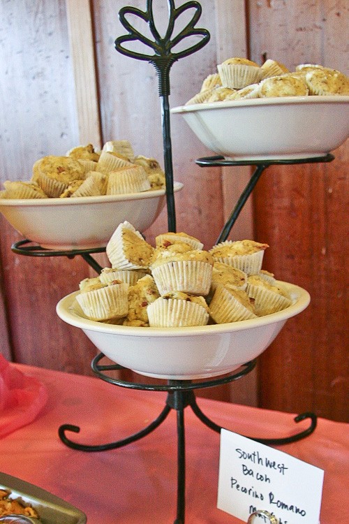 Southwest pecorino Romano bacon savory mini muffins