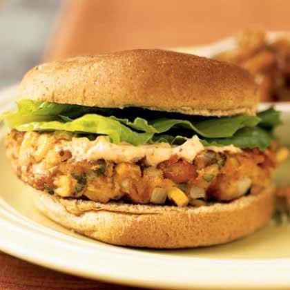 Southwest pinto bean burgers with chipotle mayonnaise