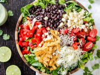 Southwest salad with avocado dressing