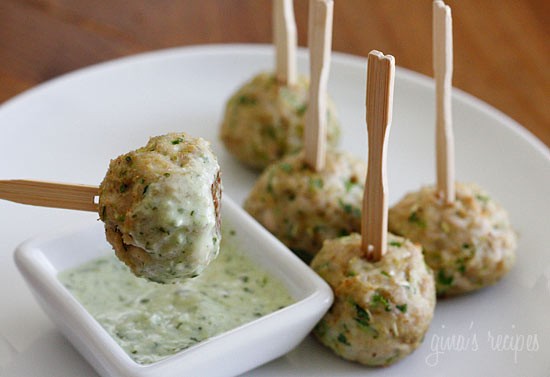 Southwest turkey meatballs with creamy cilantro dipping sauce
