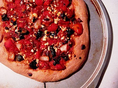 Southwestern focaccia pizza with poblanos and blue cheese