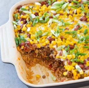 Southwestern layered beef casserole