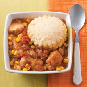 Southwestern potpie with cornmeal biscuits