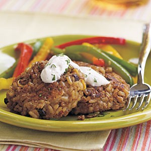Southwestern rice and veggie cakes