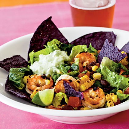 Southwestern-style shrimp taco salad