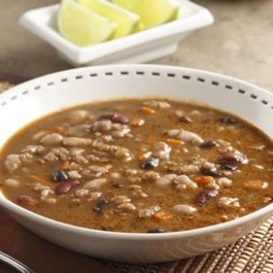 Southwestern three-bean & barley soup
