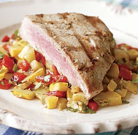 Southwestern tuna with a grilled summer salad