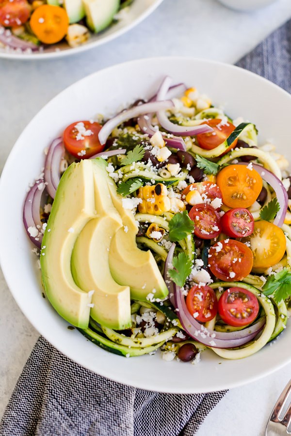 Southwestern zucchini noodle bowls