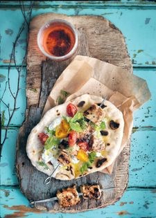 Souvlaki-style swordfish with tzatziki