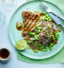 Soy and ginger tuna with soba noodles