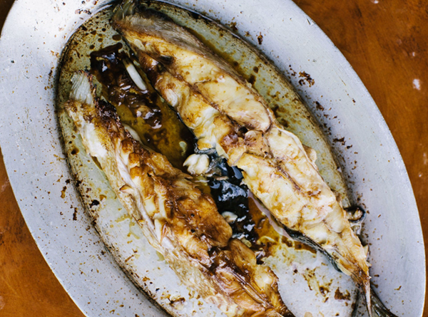 Soy-and-honey-glazed fluke steaks