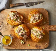 Soy-baked potatoes with tuna sriracha mayo