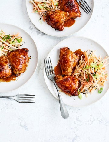Soy-braised chicken with kohlrabi salad