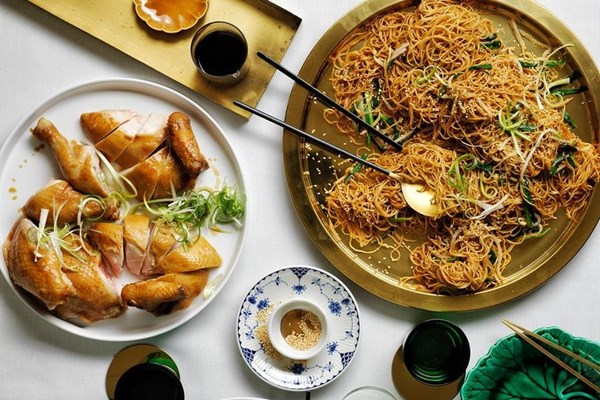 Soy-braised chicken with soy noodles [Kym Machin]