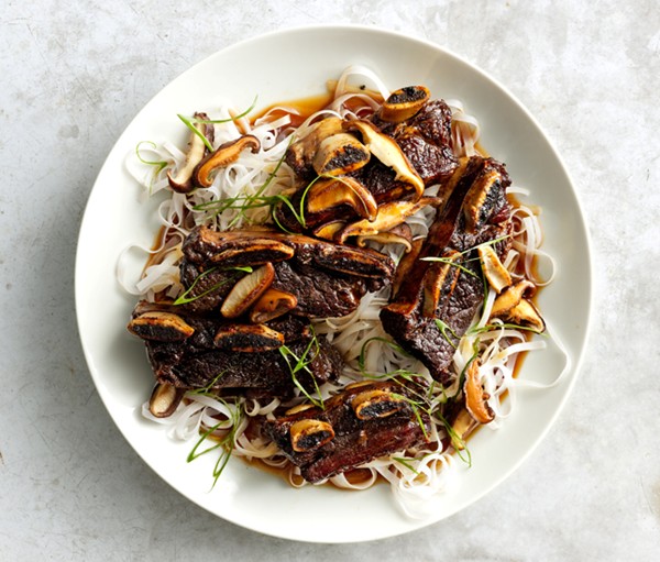 Soy-braised short ribs with shiitakes