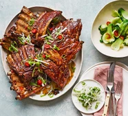 Soy caramel-glazed pork ribs