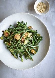 Soy-glazed greens