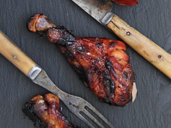 Soy-maple-glazed chicken legs [Ian Knauer]