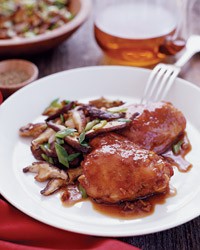 Soy-marinated chicken thighs with shiitake mushrooms