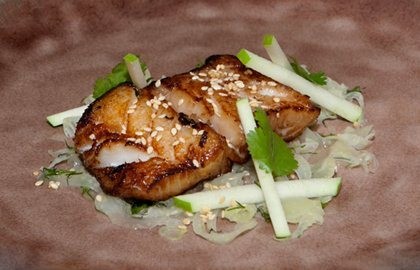 Soy-marinated cod with fennel, dill and apple