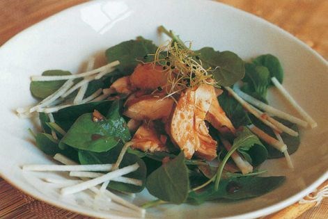 Soy-poached chicken salad with sweet chilli-ginger sauce