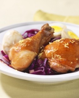 Soy-sake roasted chicken 'n' eggs