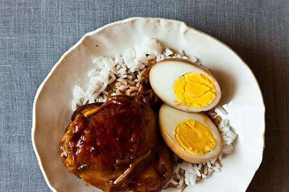 Soy saucy chicken and eggs