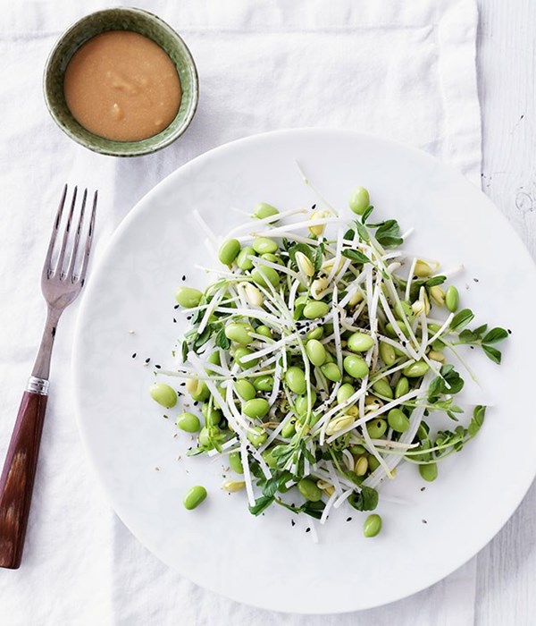 Soybean, daikon and sprout salad