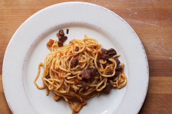 Spaghetti alla chitarra with classic Abruzzese ragu