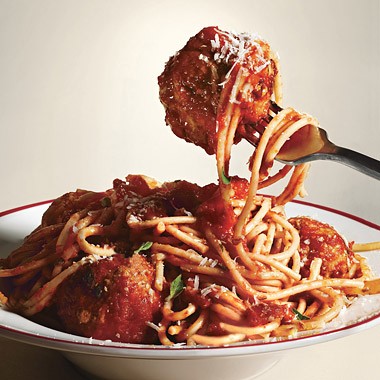 Spaghetti and meatballs all'Amatriciana