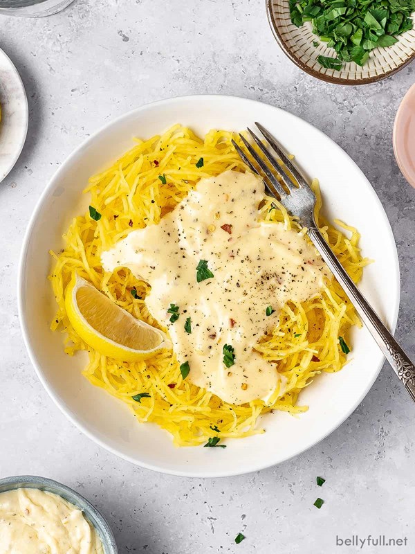 Spaghetti squash Alfredo