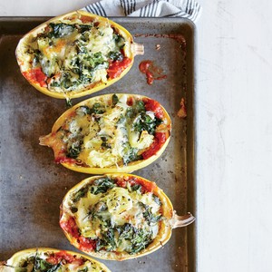 Spaghetti squash lasagna with spinach
