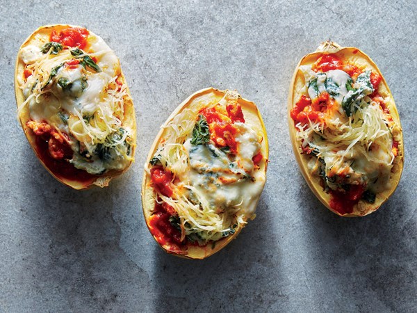 Spaghetti squash lasagna with spinach