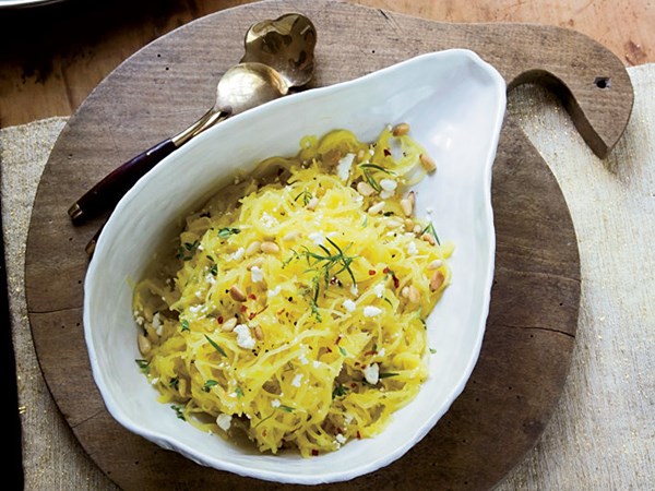 Spaghetti squash salad with pine nuts and tarragon