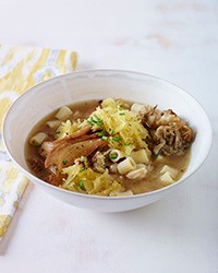 Spaghetti squash soup with wild mushrooms
