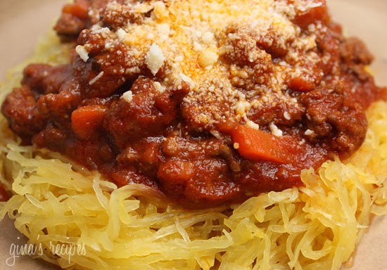 Spaghetti squash with meat sauce