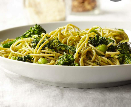 Spaghetti with broccolini pesto