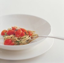 Spaghetti with cherry tomato vinaigrette