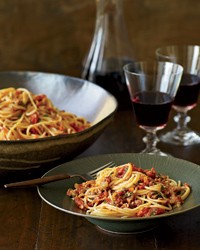 Spaghetti with fresh soppressata