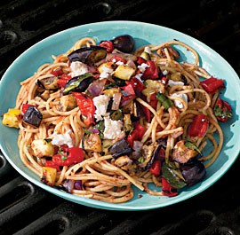 Spaghetti with grilled ratatouille