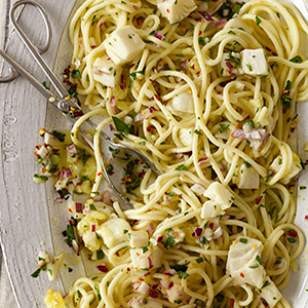 Spaghetti with halibut & lemon