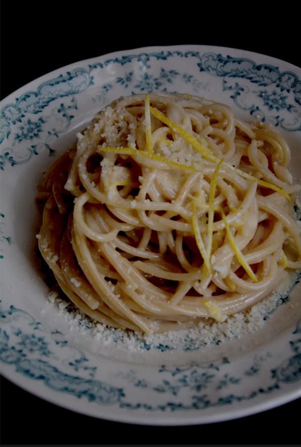 Spaghetti with lemon, Parmesan and cream